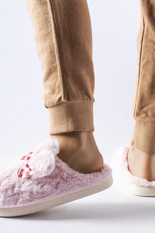 Pink isolerede dametøfler med ører Buga