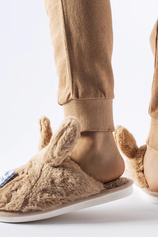 Beige hjemmesko med ører og sløjfe Bruna