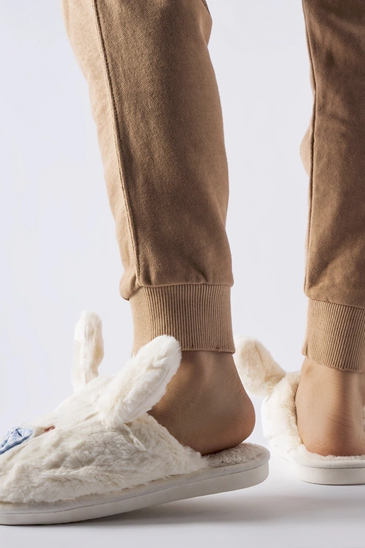 Hvide hjemmesko med ører og sløjfe Bruna