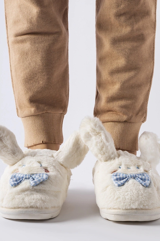 Hvide hjemmesko med ører og sløjfe Bruna