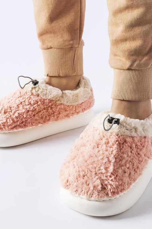 Pink varme hjemmesko med lukket hæl...