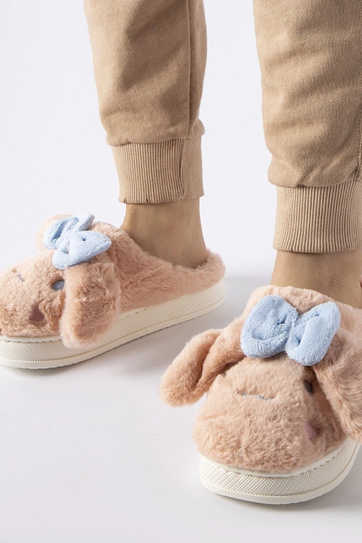 Pink varme hjemmesko med ører og...