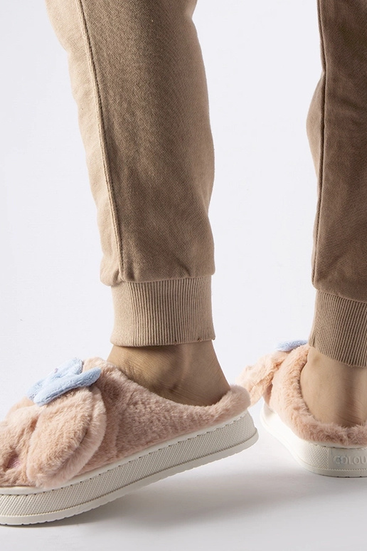 Pink varme hjemmesko med ører og...