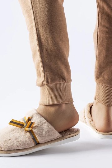 Beige varme hjemmesko med sløjfe Antonino 2