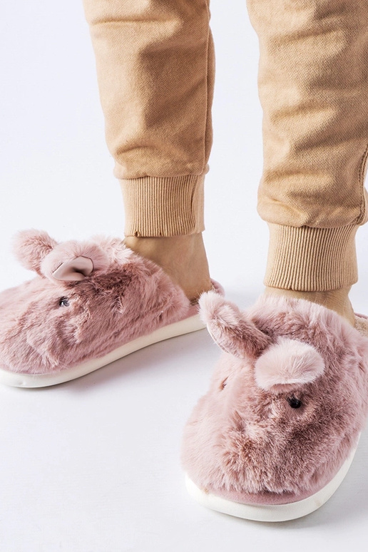 Pink varme hjemmesko med ører Daniele