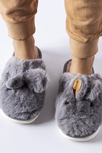 Grå varme hjemmesko med... 2