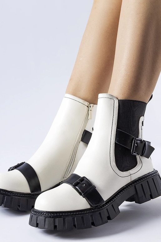 Hvide ankelstøvler med massiv...