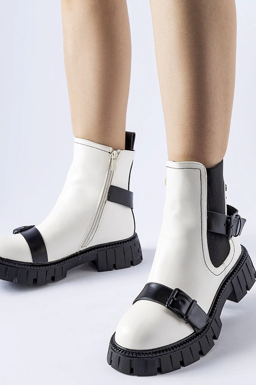 Hvide ankelstøvler med massiv...