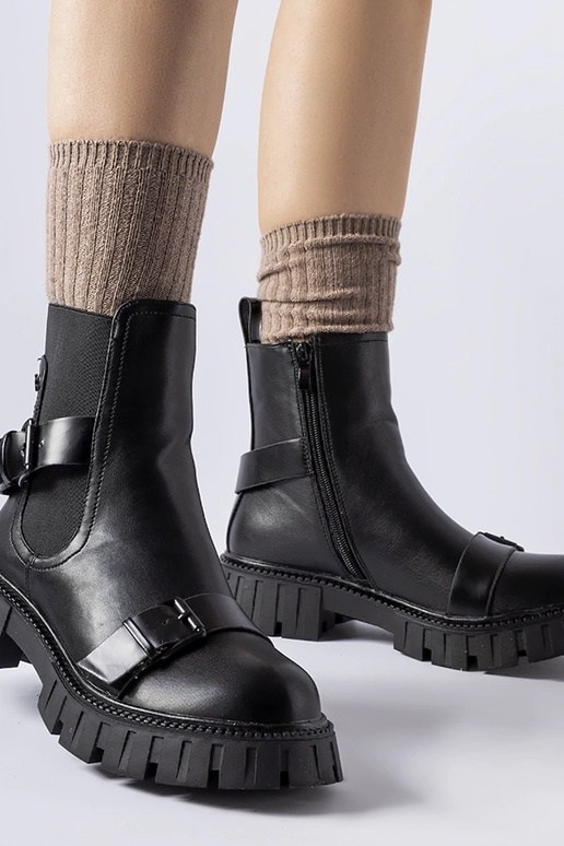 Sorte ankelstøvler med massiv...