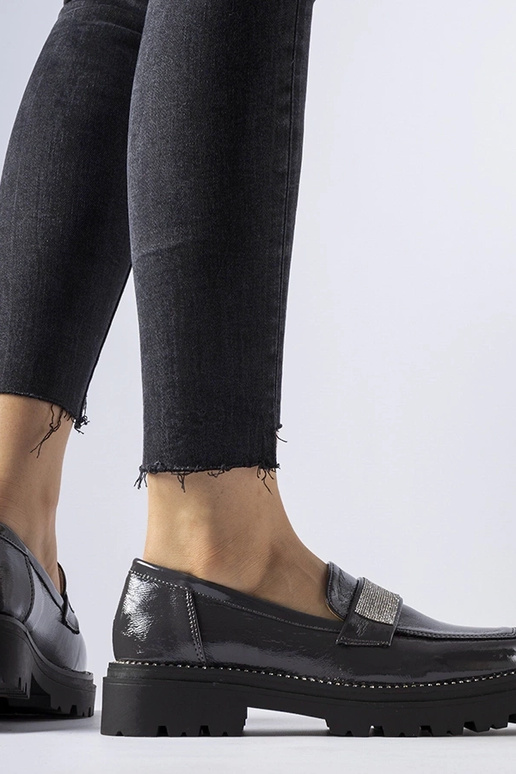 Donkergrijze gelakte mocassins Fecteau Donkergrijze gelakte mocassins Fecteau