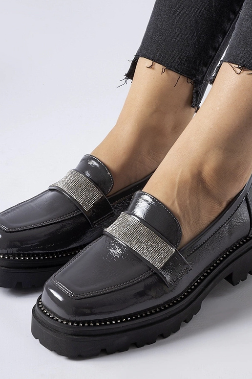 Donkergrijze gelakte mocassins Fecteau Donkergrijze gelakte mocassins Fecteau