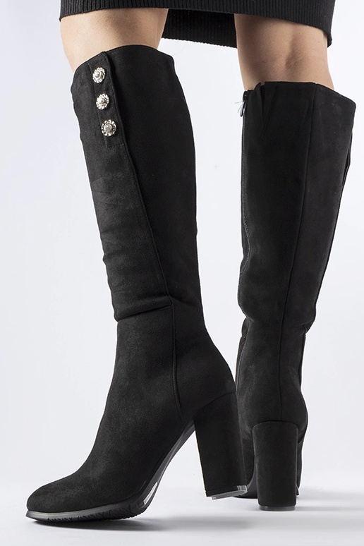 Zwarte laarzen versierd met zirconia...