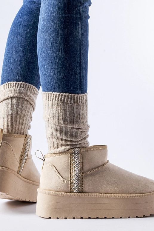 Beige Dennison platform snestøvler