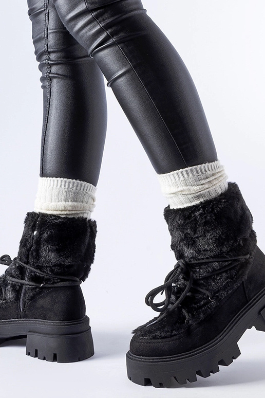 Zwarte enkellaarsjes met decoratief...