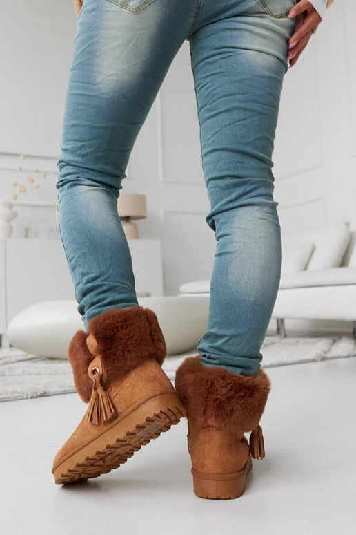 Brune pelsforede snestøvler fra Geradino