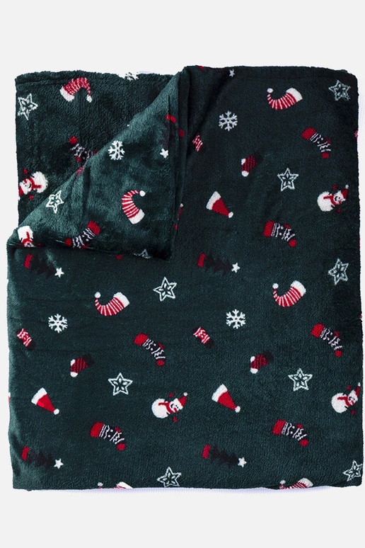 Groene deken met kerstprint Dublin