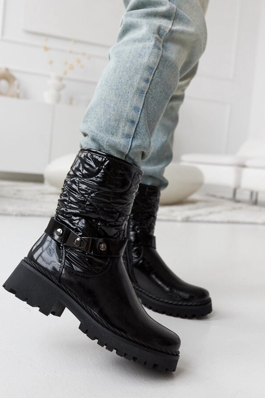 Zwarte lakleren schoenen met...