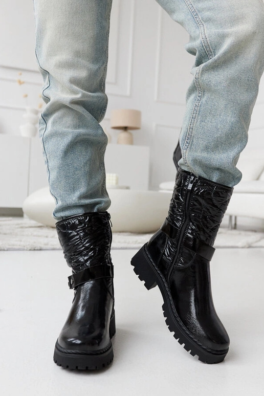 Zwarte lakleren schoenen met...