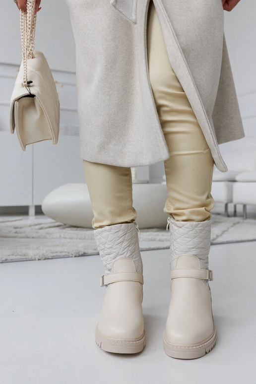 Beige ankelstøvler med dekorativ...