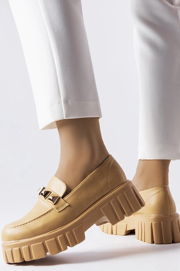 Frisco Beige Platform Loafers 2