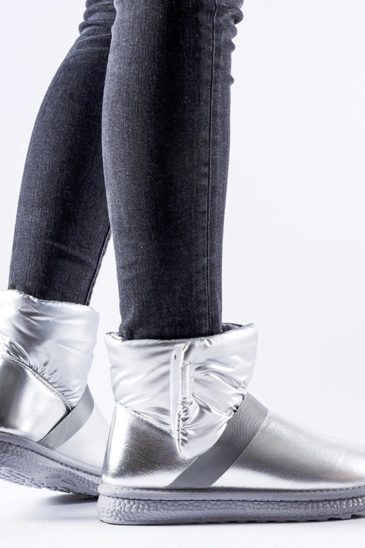 Delaune sølv skinnende korte snestøvler