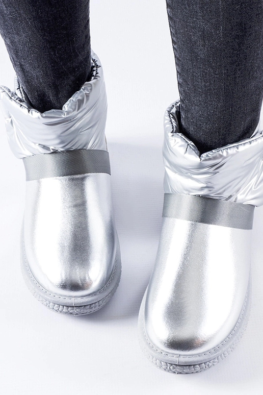 Delaune sølv skinnende korte snestøvler