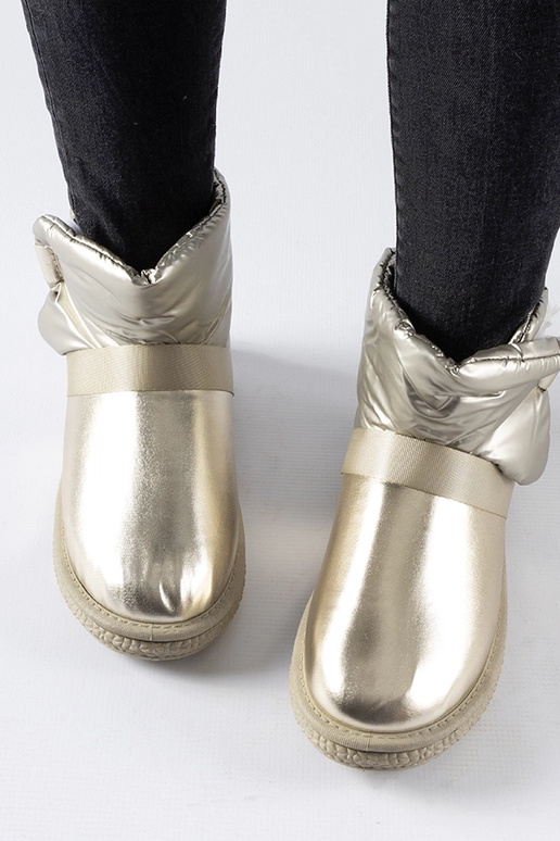 Delaune guldglimtende korte snestøvler