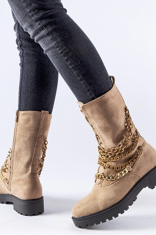 Beige isolerede ankelstøvler med...