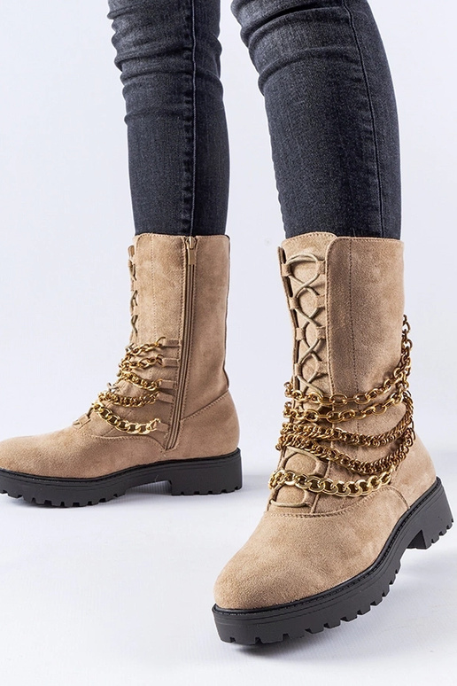 Beige isolerede ankelstøvler med...