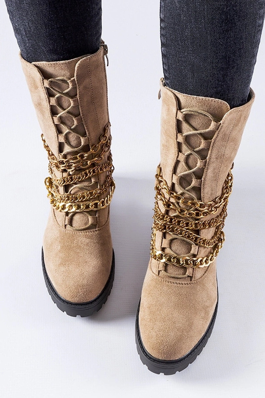 Beige isolerede ankelstøvler med...