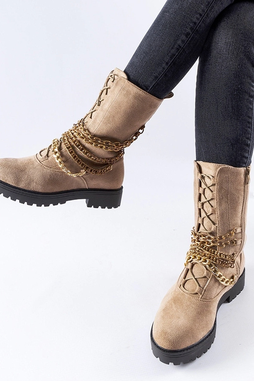 Beige isolerede ankelstøvler med...