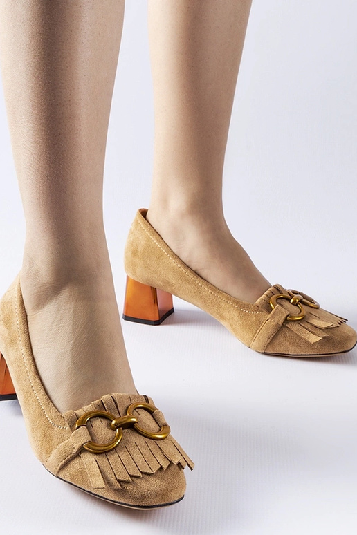 Beige pumps med blokhæl Basso Beige pumps med blokhæl Basso