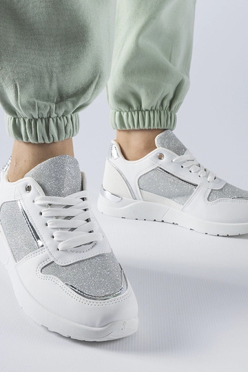Hvide sneakers med dekorativ tråd Facondo