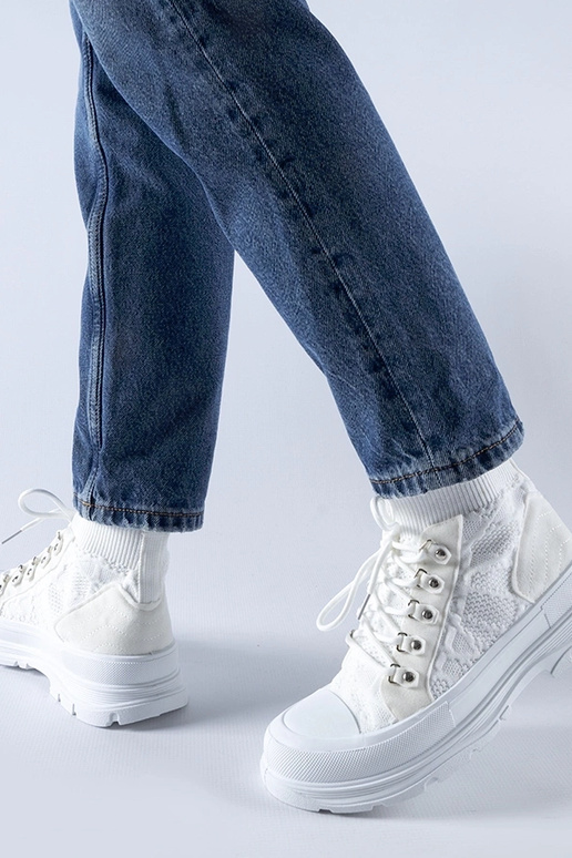 Hvide high-top stof sneakers Casalma Hvide high-top stof sneakers Casalma