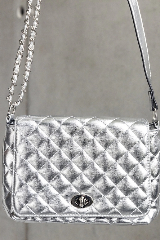 Sølv quiltet Quartilla messenger taske