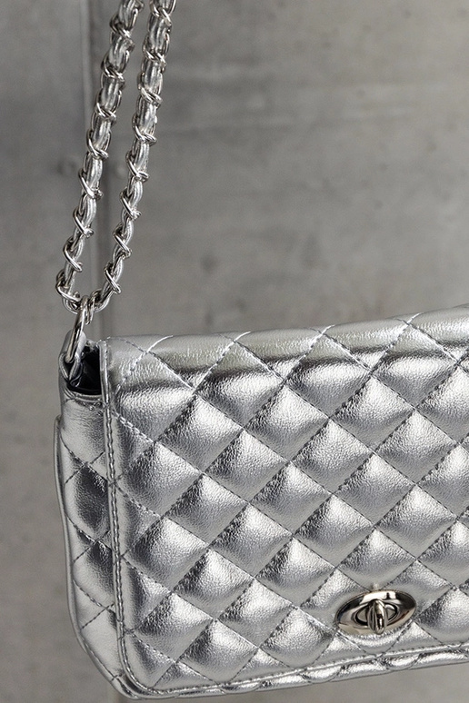 Sølv quiltet Quartilla messenger taske