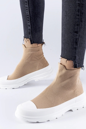 Brune sneakers med elastisk...