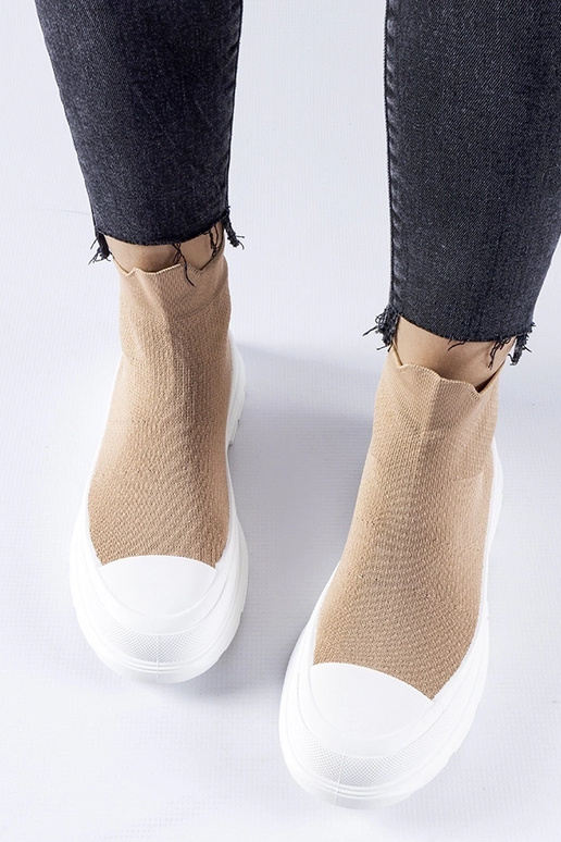 Brune sneakers med elastisk overdel...