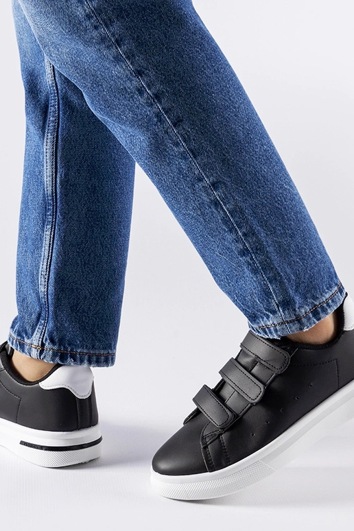 Sorte velcro sneakers Paré - hvid sål