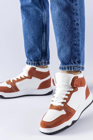 Biało-bruin enkelsneakers...