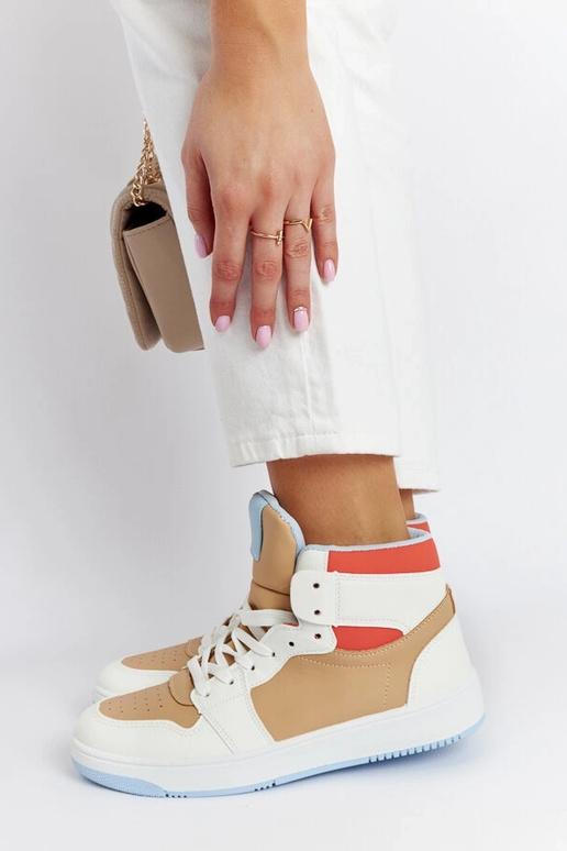 Eagan hvide og beige high top sneakers