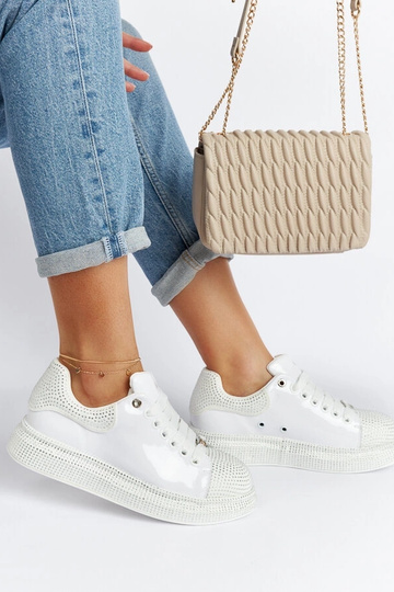 Witte sneakers met zirconia...