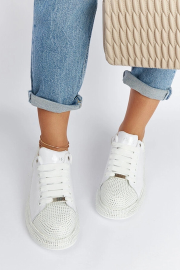 Witte sneakers met zirconia... 2
