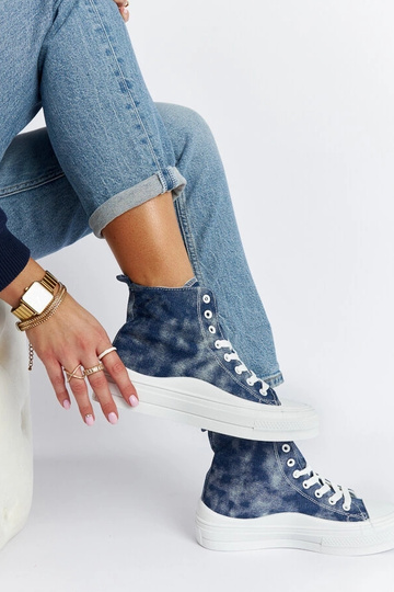 Vicente marineblå platform sneakers