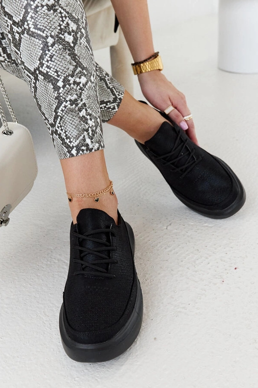 Sorte damesneakers på platformen,...