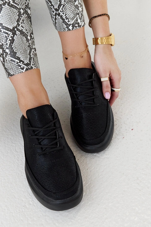 Sorte damesneakers på platformen,...