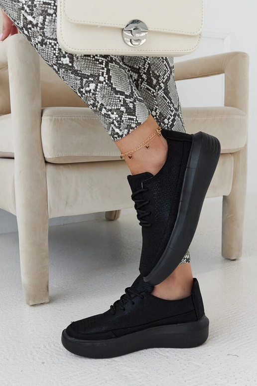 Sorte damesneakers på platformen,...