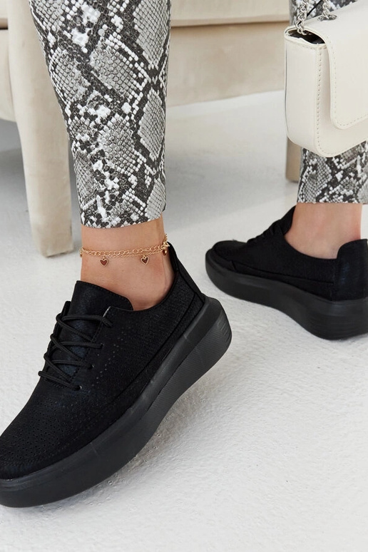 Sorte damesneakers på platformen,...