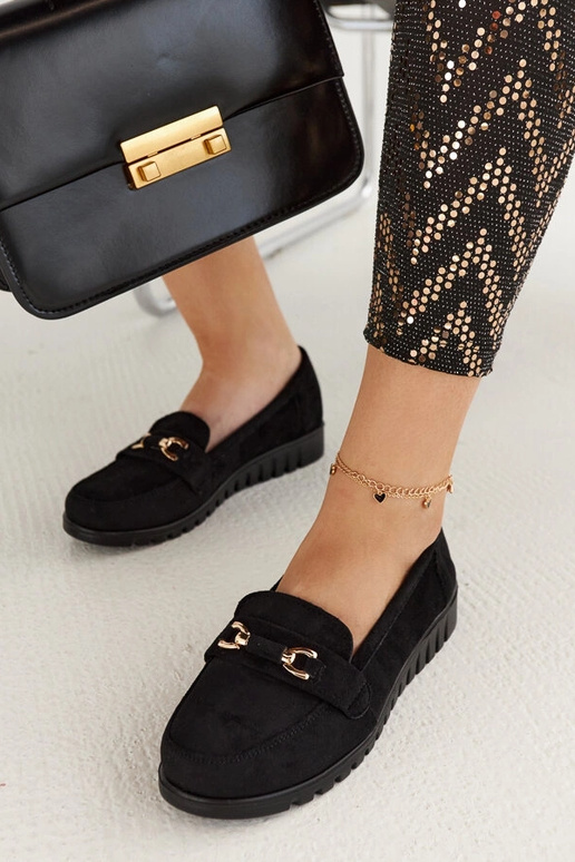 Dameloafers i sort ruskind med en tyk... Dameloafers i sort ruskind med en tyk...