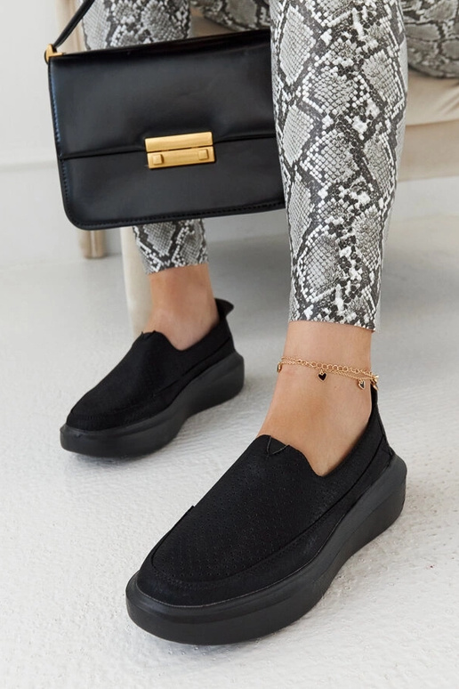 Sorte gennembrudte damesko, slip-on,... Sorte gennembrudte damesko, slip-on,...